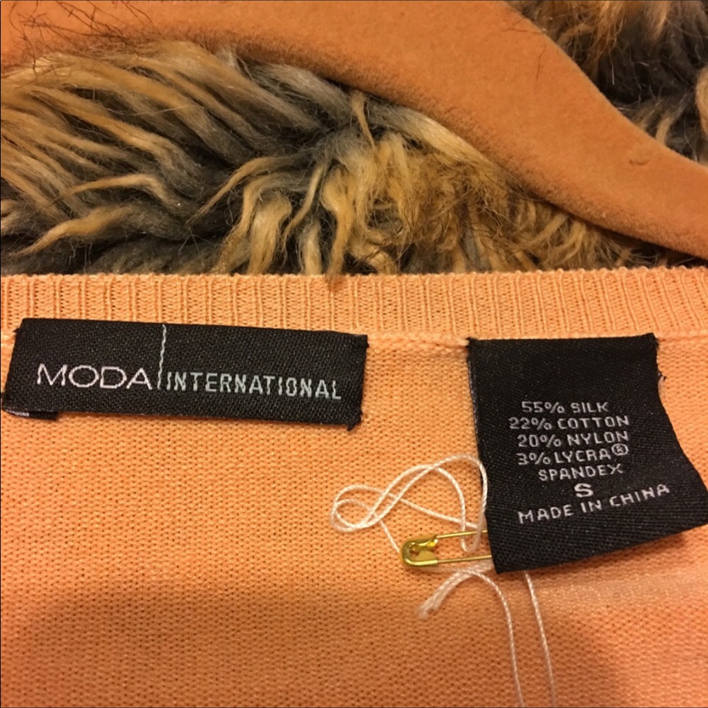 Moda International Peach Silk Sweater Nwt S — image 7 of 8